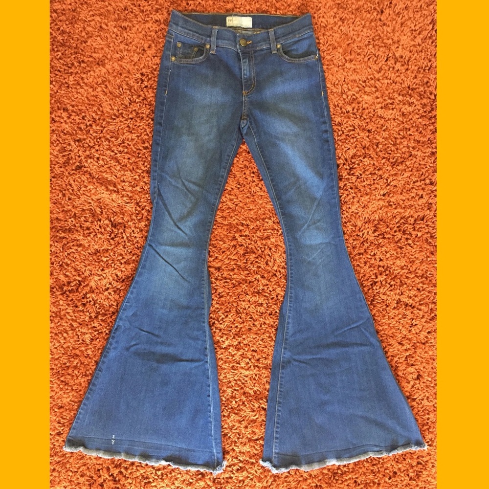 Free People denim super flare jeans Conrad blue
